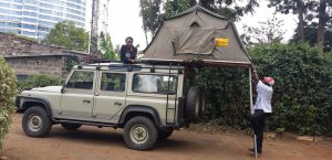 Rooftop Tent Car Hire, Self drive Rwanda 4x4, Land Rover Defender